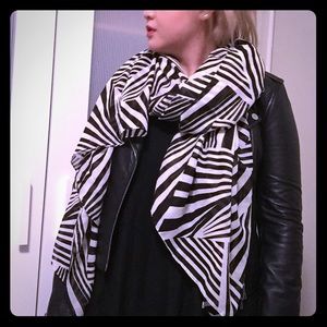 Deena & Ozzy Black and White Abstract Large Scarf